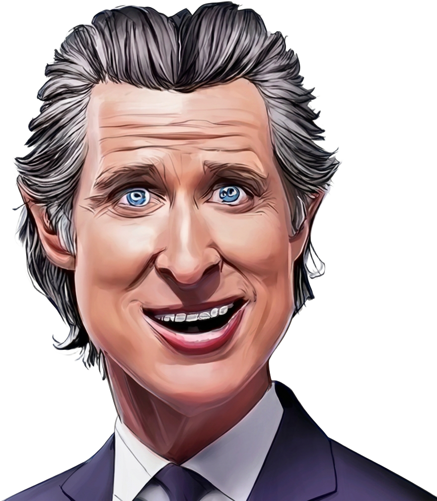 GAVIN NEWSOM cartoon caricature candidate portrait
